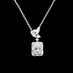 Flora Emerald Diamond Necklace 16-18” 18kt White Gold Chain