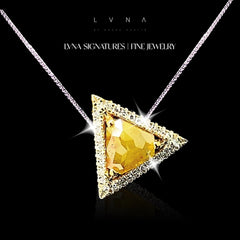 LVNA Signatures Rare Triangular Halo Colored Diamond Necklace 18kt