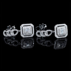 PREORDER | Square Chain Dangling Diamond Earrings 14kt