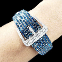 PREORDER | Belt Bracelet Blue & White Diamond Bangle 14kt