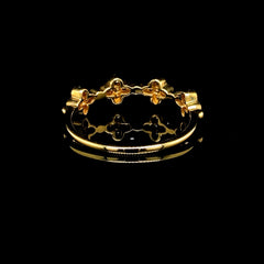 PREORDER | Golden Floral Clover Diamond Ring 14kt