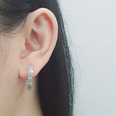 Baguette Hoop Diamond Earrings 14kt