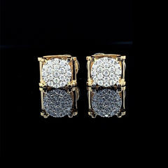#LVNA2024 |  Golden Classic Round Cathedral Stud Diamond Earrings 14kt
