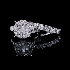 PREORDER | Round Invisible Setting Baguette Paved Band Twin Pair Diamond Ring 14kt