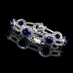 PREORDER | Sapphire Gemstones Oval Baguette Diamond Bracelet 14kt