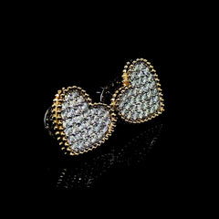 Large Heart Diamond Studded Earrings 14kt