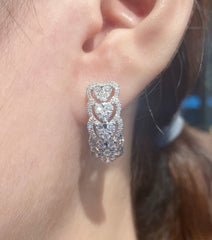 PREORDER | Heart Clip Hoop Diamond Earrings 14kt