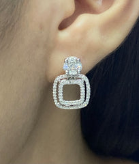 PREORDER | Round Square Multi-Wear Invisible Setting Diamond Earrings 14kt