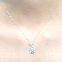 Flora Emerald Diamond Necklace 16-18” 18kt White Gold Chain