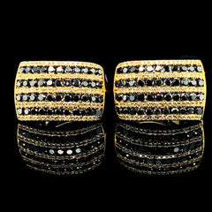 Gold Black & White Diamond Creolle Earrings 14kt