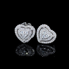 PREORDER | Double Halo Heart Diamond Earrings 14kt