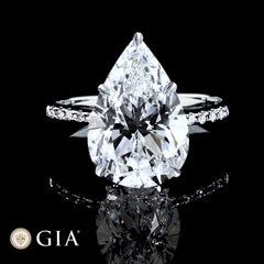 5.00ct D Colorless Pear Brilliant Paved Band Diamond Engagement Ring 18kt GIA Certified