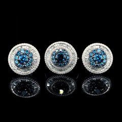 PREORDER | Round Blue Statement Colored Diamond Jewelry Set 14kt
