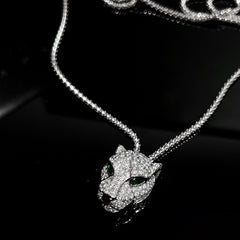 #LVNA2024 | Unisex Panther Paved Long Diamond Necklace 14kt