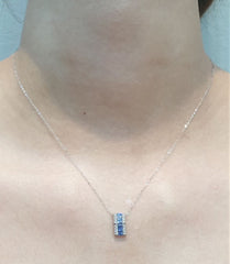 PREORDER | Blue Ocean Sapphire Bar Gemstones Diamond Necklace 14kt