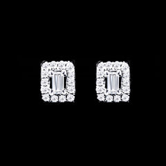 PREORDER | Classic Dainty Emerald Halo Stud Diamond Earrings 14kt
