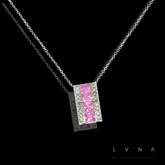 PREORDER | Pink Sapphire Gemstones Bar Diamond Necklace 14kt
