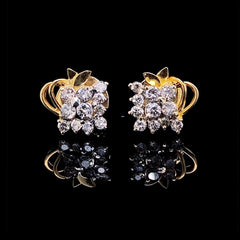 Golden Stud Deco Diamond Earrings 14kt