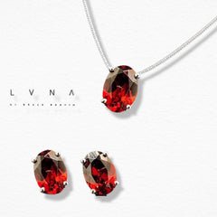 Made-To-Order | Red Ruby Gemstones Earrings & Necklace Jewelry Set 18kt