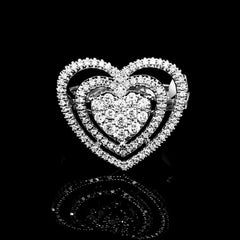 CLEARANCE BEST | Heart Double Halo Diamond Ring 14kt