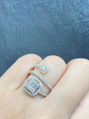 Spiral Square Halo Diamond Ring 14kt