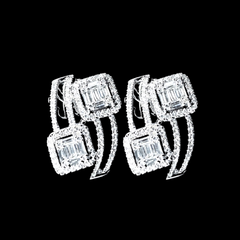 PREORDER | Square Crossever Creolle Diamond Earrings 14kt