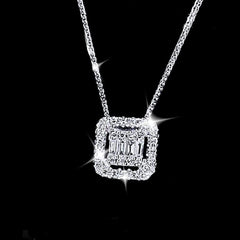 LVNA 선물 | 타원형 헤일로 다이아몬드 목걸이 16-18" 18kt 체인