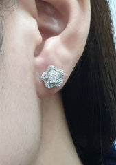 花朵钻石耳环 14kt