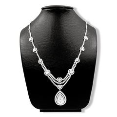 PREORDER | Pear Drop Setting Centerpiece with Layered Paved Diamond Necklace 14kt