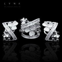 PREORDER | Floral Paved Statement Diamond Jewelry Set 14kt
