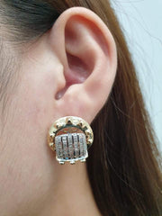 PREORDER | Golden Chunky Belt Deco Diamond Earrings 14kt