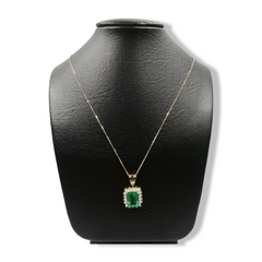 PREORDER | 5ct Colombian Green Emerald Gemstones Diamond Necklace 18kt