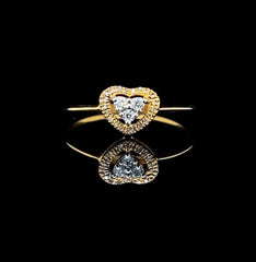 Golden Classic Heart Diamond Ring 14kt