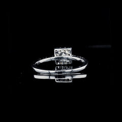 MTO | 0.69cts F SI1 Princess Halo Paved Diamond Engagement Ring 14kt GIA Certified
