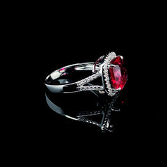 #LVNA2024 |  Cushion Red Ruby Gemstones Diamond Ring 14kt