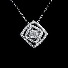 Square Spiral Diamond Necklace 14kt