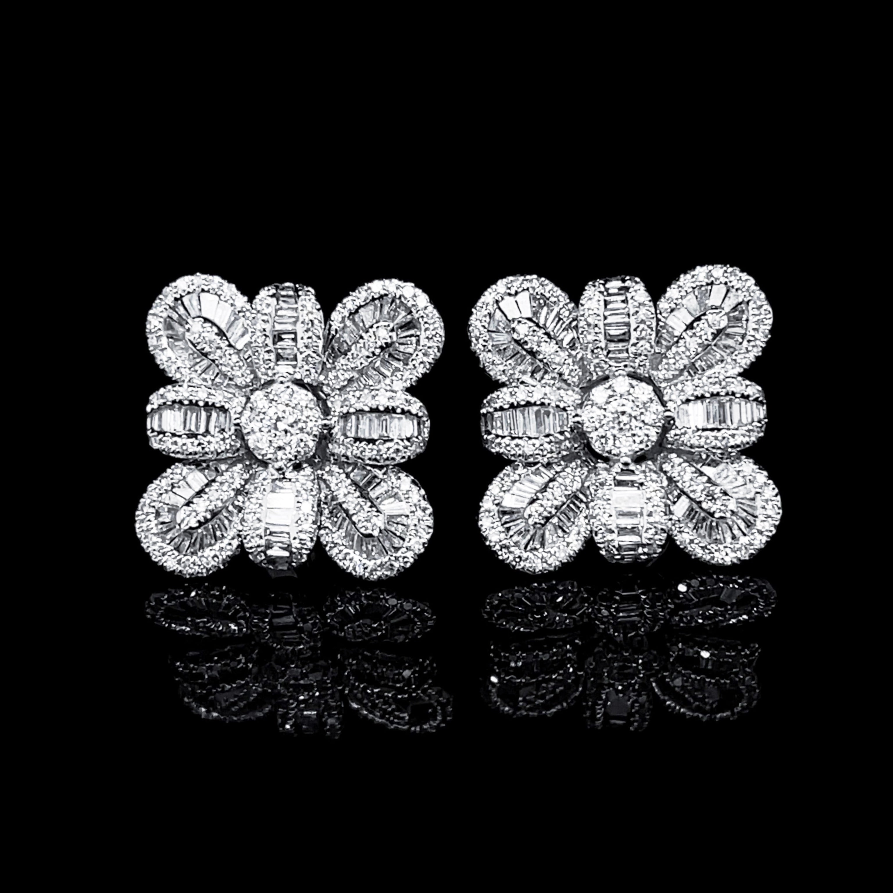 10.10 | Flower Large Statement Diamond Earrings 14Kt
