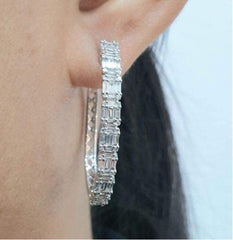 PREORDER | Invisible Setting Baguette Large Hoop Diamond Earrings 14kt