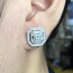 PREORDER | 15ct Face Asscher Cut Seamless Invisible Setting Pie Cut Diamond Earrings 18kt