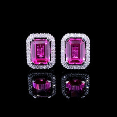 PREORDER | Pink Ruby Stud Gemstones Diamond Earrings 14kt