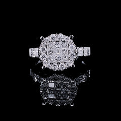 PREORDER | Round Invisible Setting Baguette Paved Band Diamond Ring 14kt