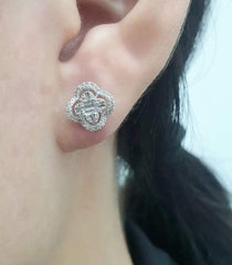 PREORDER | Lucky Floral Clover Halo Stud Diamond Earrings 14kt