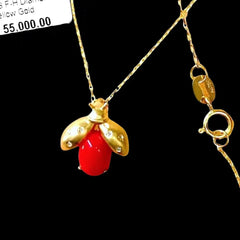 #LVNA2024 |  Red Coral Lady Bug Diamond Necklace 18kt