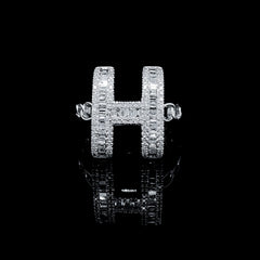 PREORDER | Letter H Chain Paved Diamond Ring 14kt