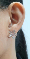 Rose Floral Stud Diamond Earrings 14kt