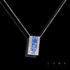 PREORDER | Blue Ocean Sapphire Bar Gemstones Diamond Necklace 14kt