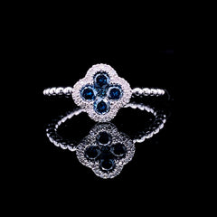PREORDER | Blue Floral Clover Colored Diamond Ring 14kt