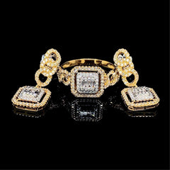PREORDER | Golden Square Chain Diamond Jewelry Set 14kt