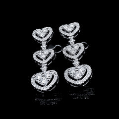 Trio Heart Dangling Diamond Earrings