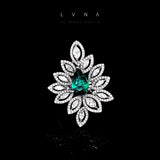 LVNA Signatures Colombian Green Emerald Gemstones Diamond Ring 18kt
